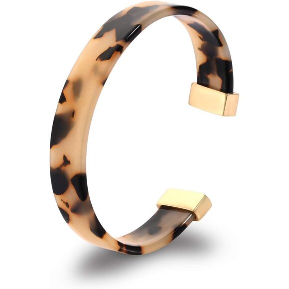 Contemporary Tortoise Shell Acrylic Cuff Bracelet - Fashionable & Adjustable - Picture 1 of 6